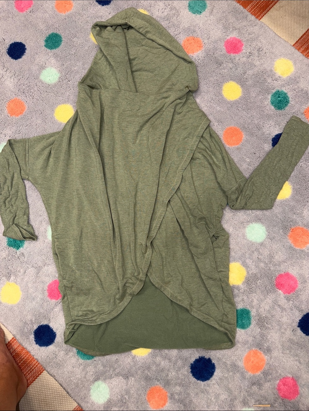 Athleta Large Olive Green Draped Hooded sweatshirt Top